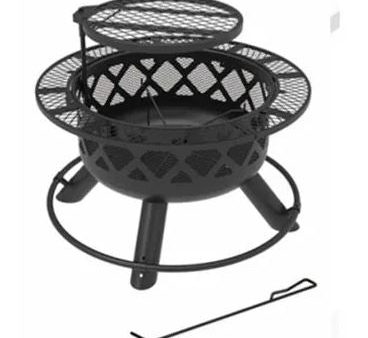 Ranch Fire Pit With Side Tables & Grill Top Online now