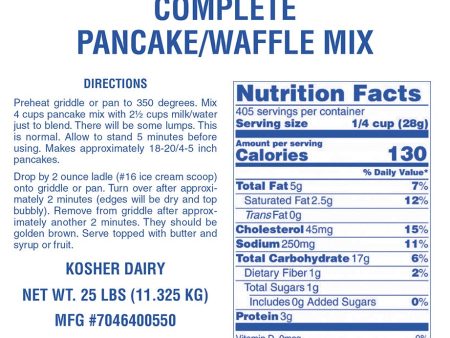 Adluh Complete Pancake Waffle Mix - 25 pound bag For Cheap