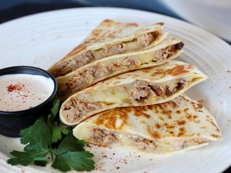 Pulled Pork, Pepper Jack Cheese Quesadilla with Chipotle Sour Cream Discount