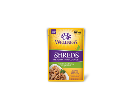 Wellness Healthy Indulgence Shreds With Chicken & Turkey in Light Sauce Pouch Cat Food Hot on Sale