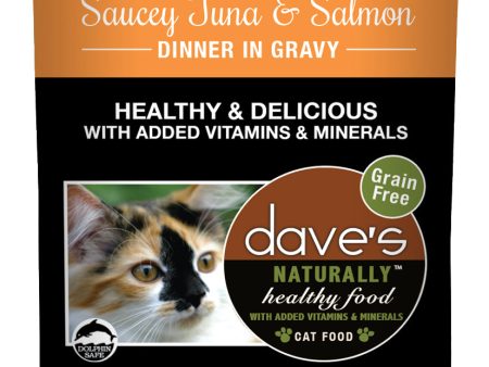 Dave’s Naturally Healthy Cat Food Pouch – Saucey Tuna & Salmon Dinner in Gravy Sale