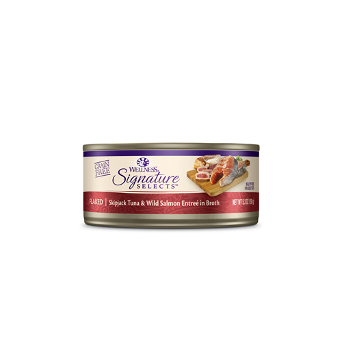 Wellness Signature Select Flaked Skipjack Tuna with Wild Salmon Entree in Broth Canned Cat Food Hot on Sale