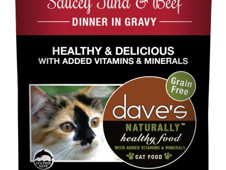 Dave’s Naturally Healthy Cat Food Pouch – Saucey Tuna & Beef Dinner in Gravy Online now