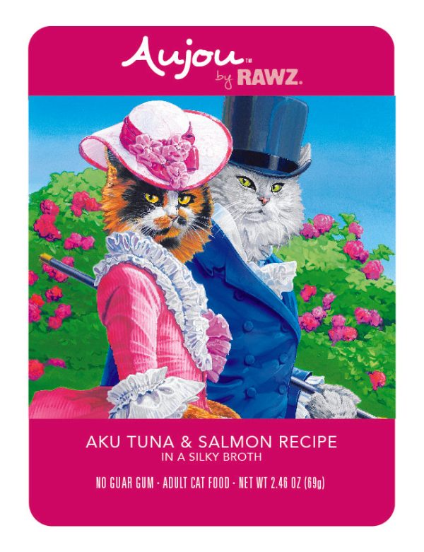 RAWZ Aujou Aku Tuna & Salmon Cat Food 8   2.46 oz Pouches Sale