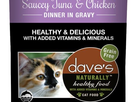 Dave’s Naturally Healthy Cat Food Pouch – Saucey Tuna & Chicken Dinner in Gravy For Sale