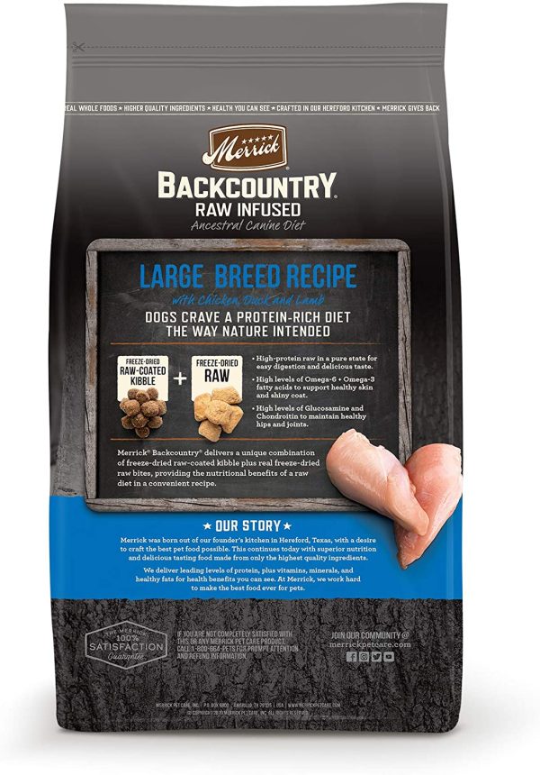 Merrick Grain Free Backcountry Raw Infused Large Breed Recipe Dog Food Sale