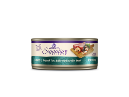 Wellness Signature Select Flaked Skipjack Tuna with Shrimp Entree in Broth Canned Cat Food Hot on Sale